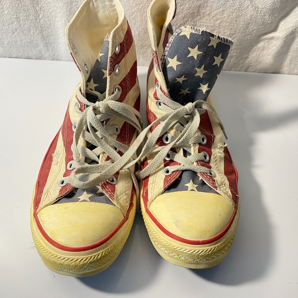 RARE Converse Distressed Stars & Stripes High Top Sneakers USA Flag M 10, W 12 - Picture 6 of 16